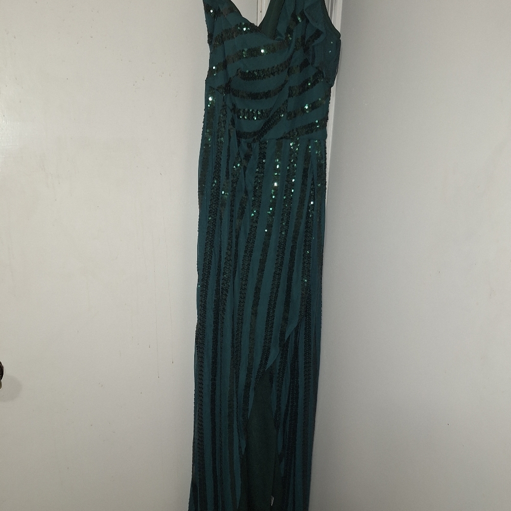Green Sequin Striped Dress